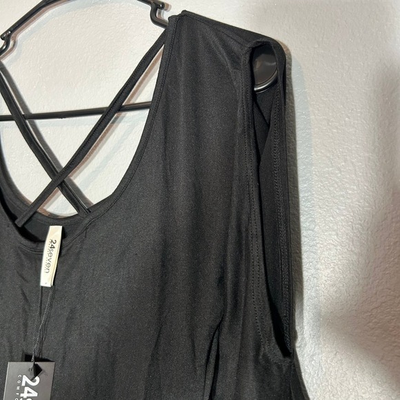 24seven Comfort Apparel Fit and Flare Dress Criss Cross Neck Bell Sleeve S - Picture 6 of 8